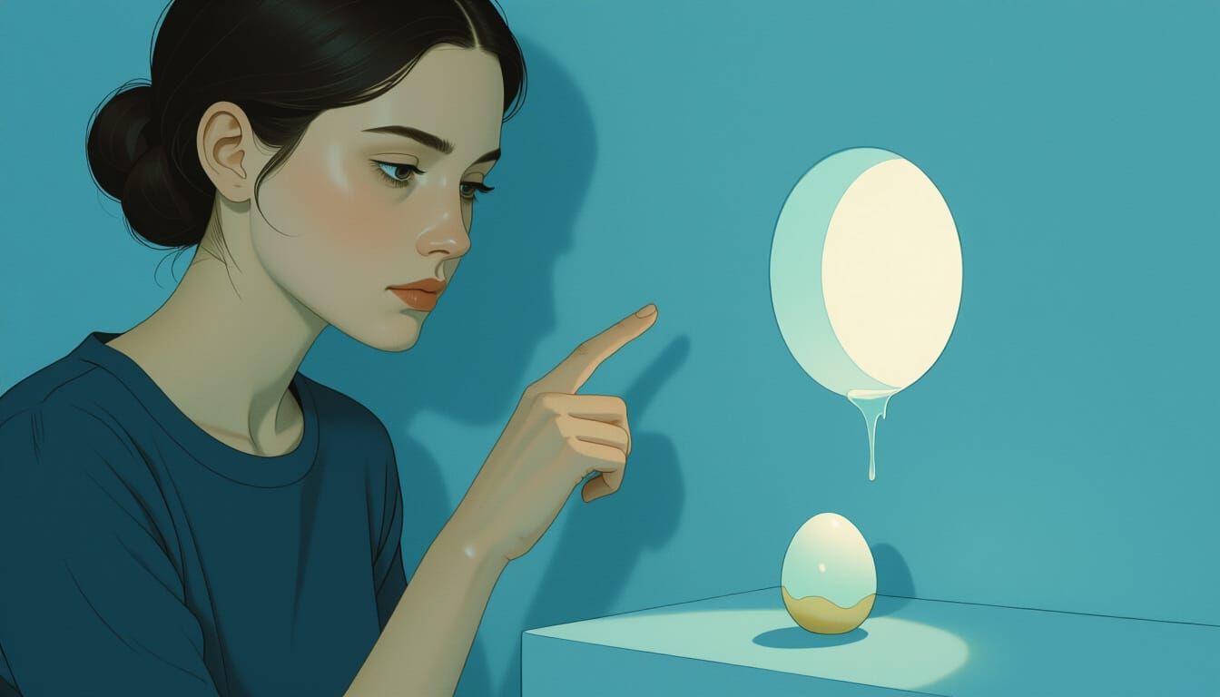 Surreal Woman Touches Mystery in Minimalist Apartment