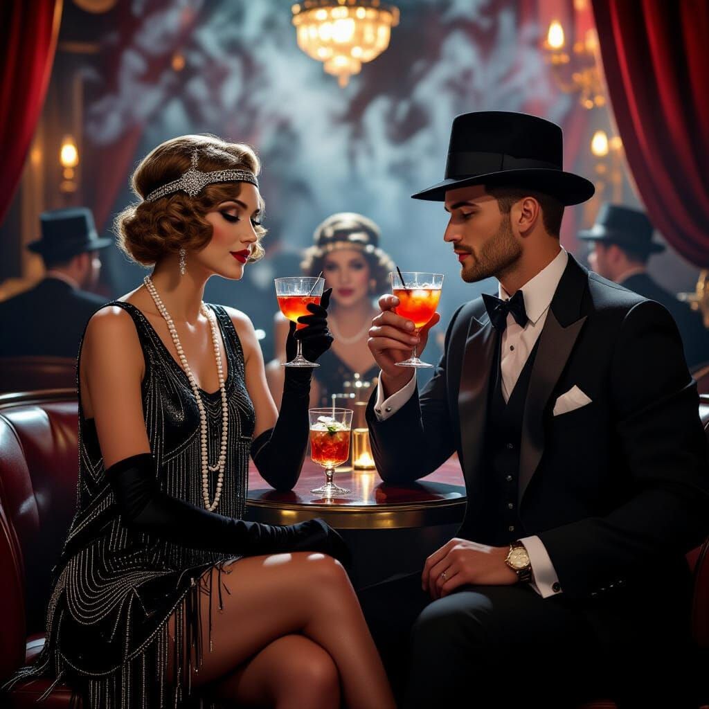 1920s Speakeasy Scene in Art Deco Style