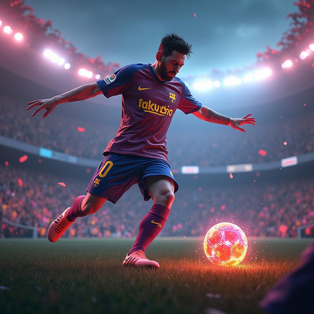 Lionel Messi in Fantasy Soccer Dreamscape