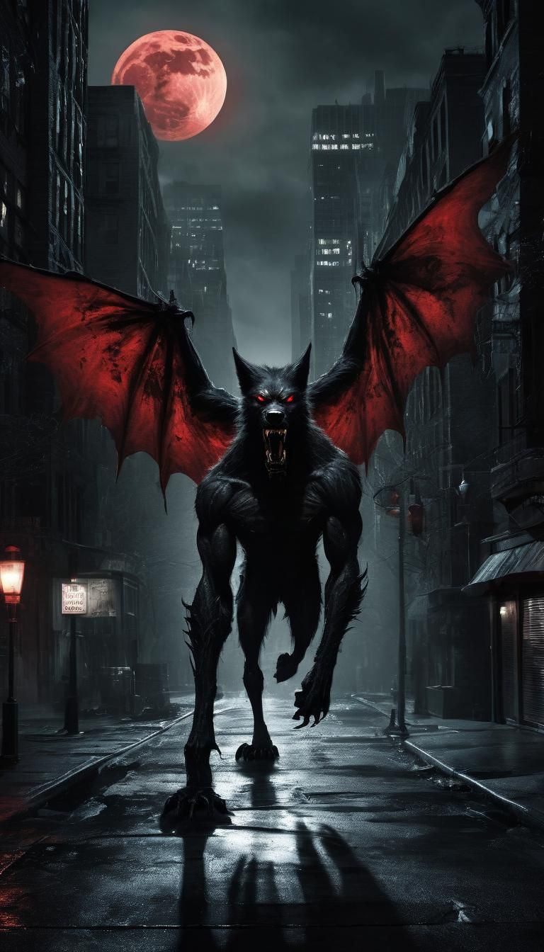 Banshi man In the dark, shadowy streets of New York City 125...