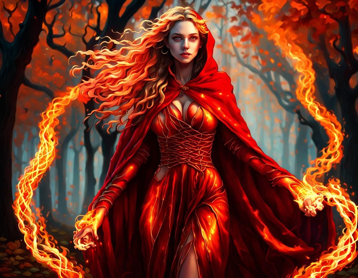 Fire flows from her like water in a river.