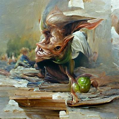 Detailed Goblin in Oil Painting Style