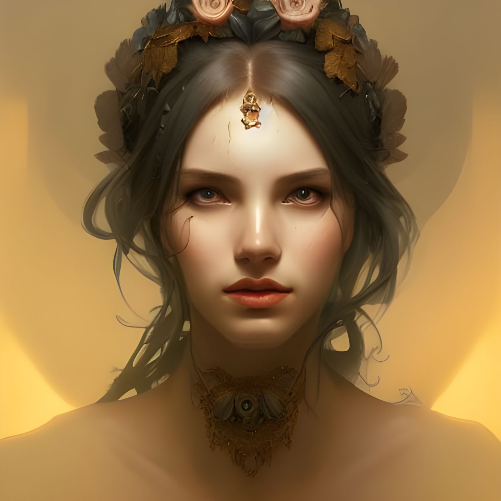 Fog Goddess Portrait in Art Nouveau Style