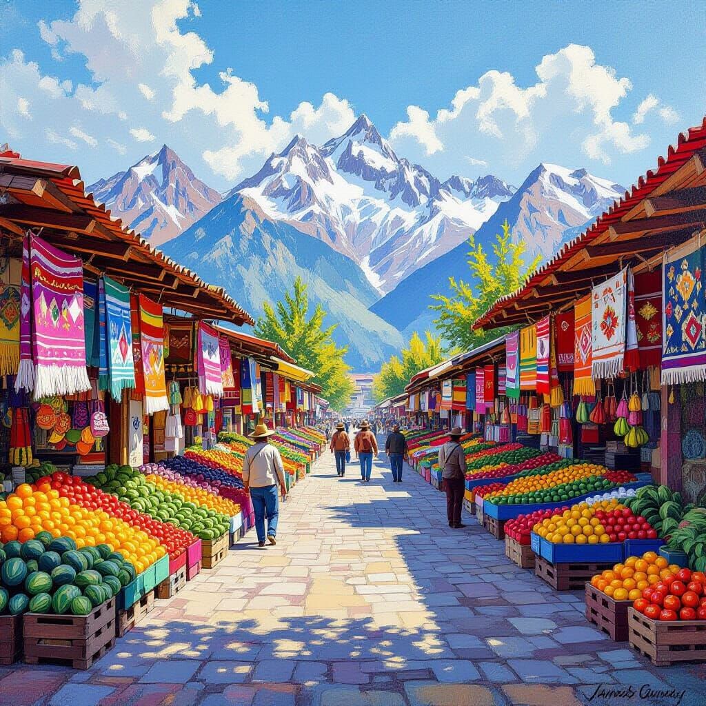 Chilean Market Scene in Old Masters Style