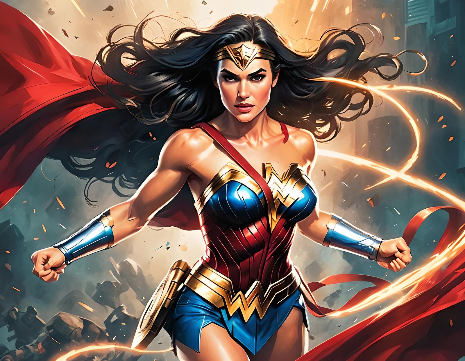 Wonder Woman in Dynamic Digital Art Style