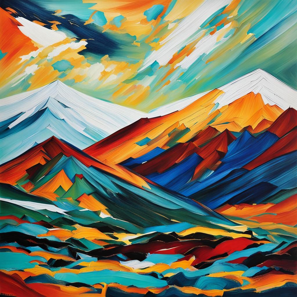 Abstract Mountain View with Complementary Colors