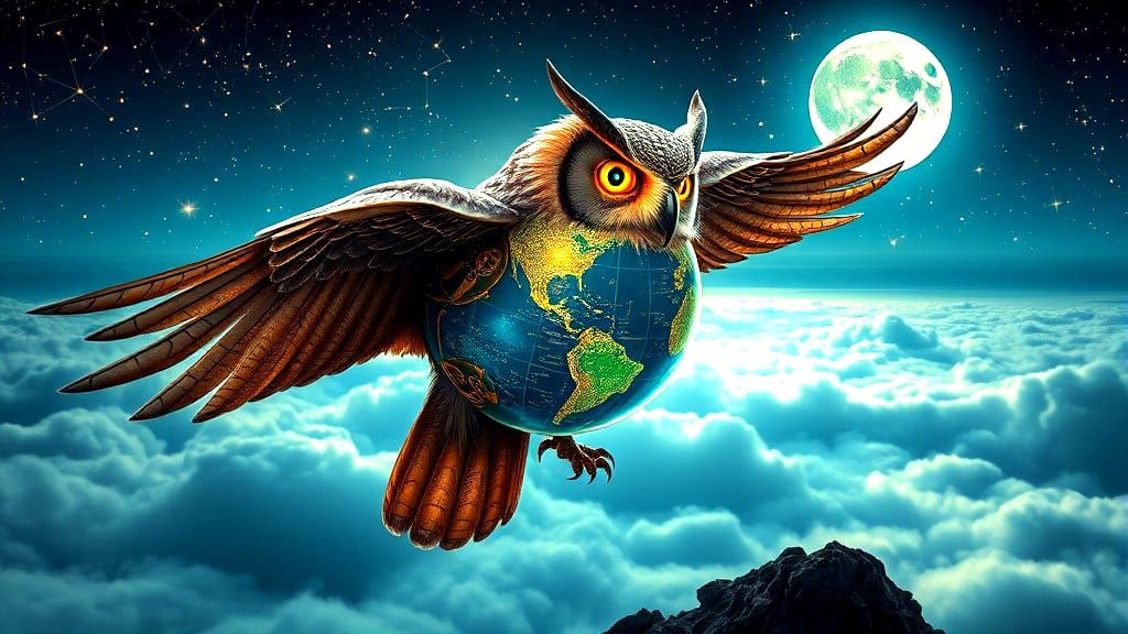 Steampunk Owl Globe on Olympus Summit