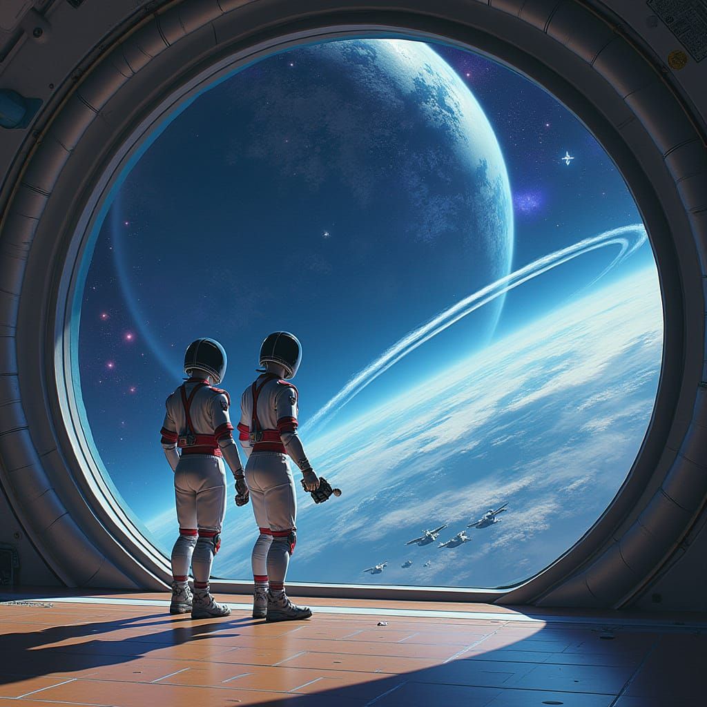 Androids Play Baseball in Futuristic Space Station with Star...