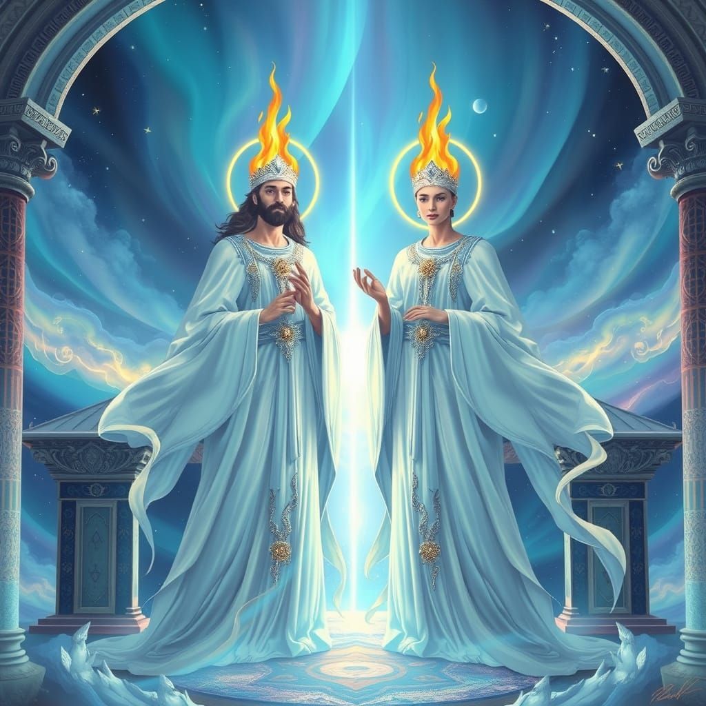 Icarus and Pegasus in Luminescent Temple