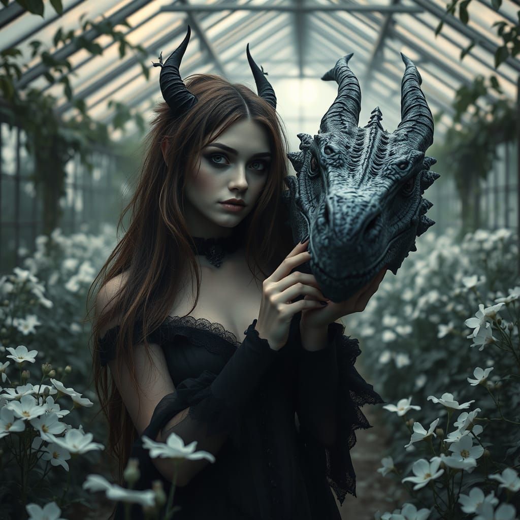 Demon Woman and Dragon in Lunar Greenhouse
