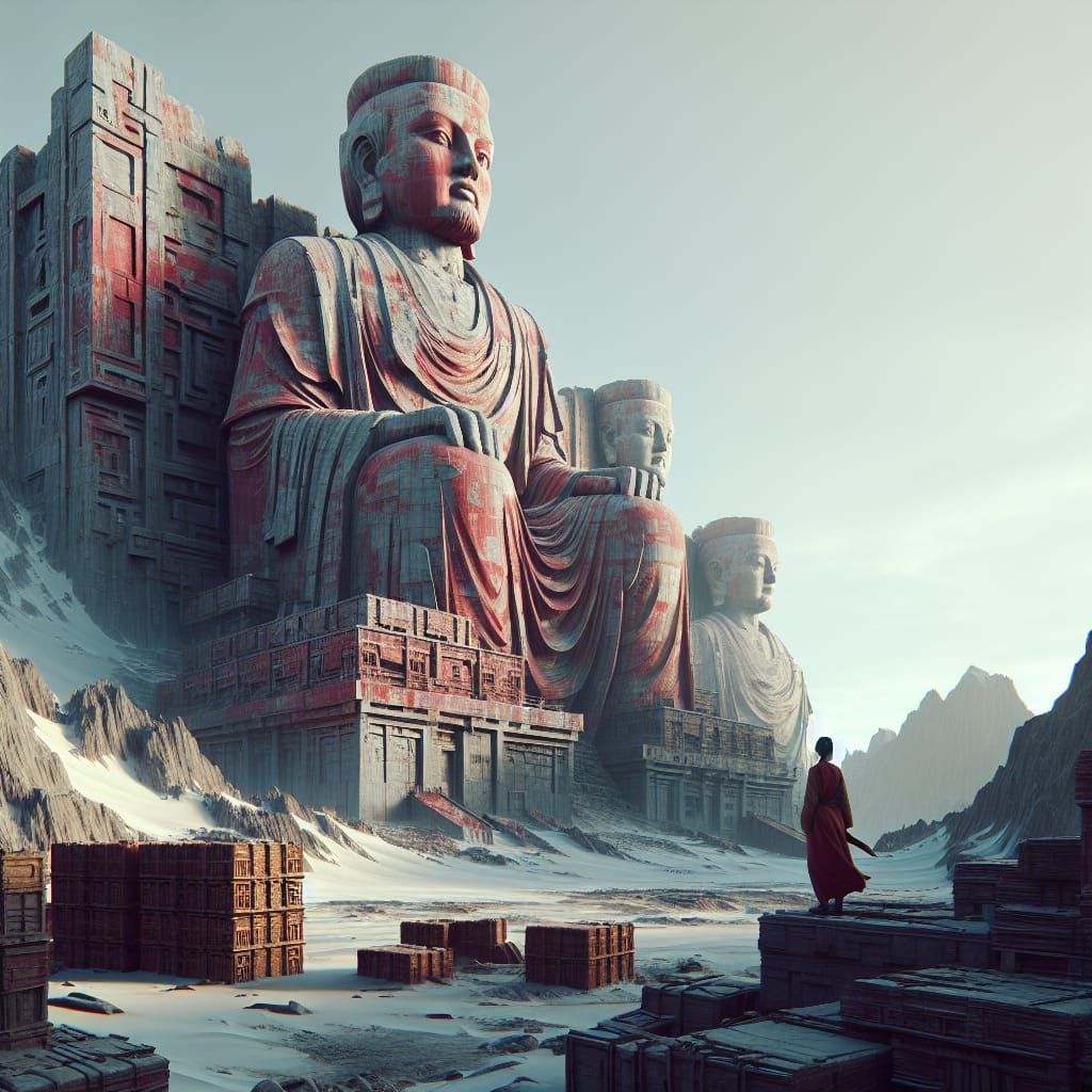 Monumental Statue in Northern China, Game-Ready Render