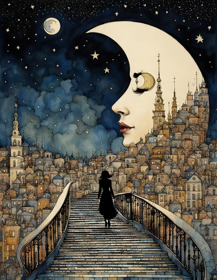 Stairway to Crescent Moon City in the Sky