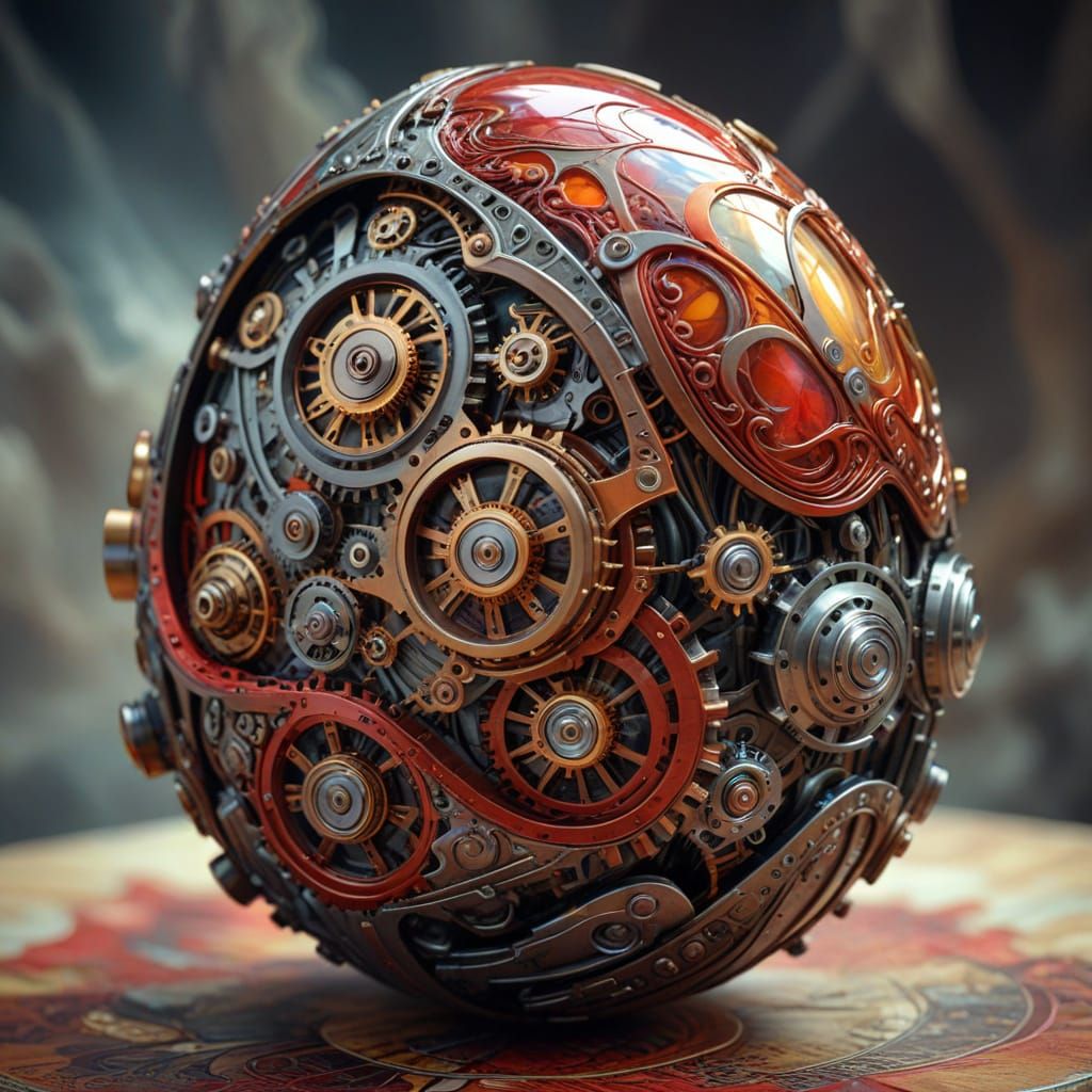 Steampunk Easter Egg in Abstract Silk Art