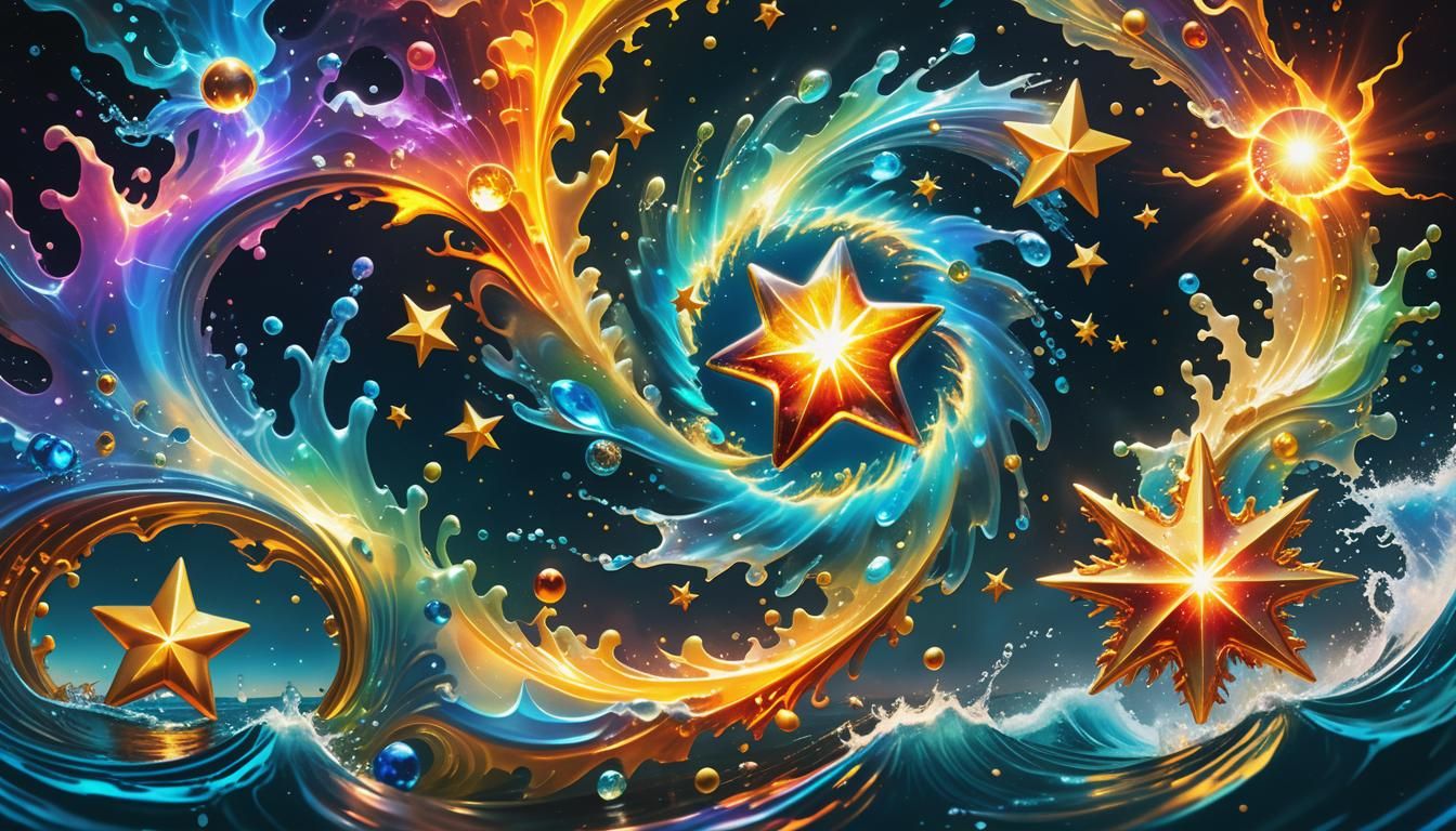 Vibrant Surrealism: Star Gemstone in Plasma Maelstrom