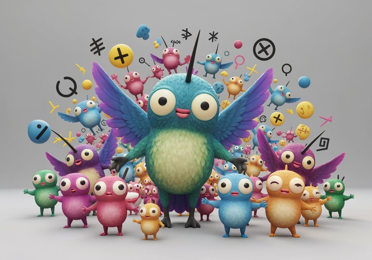 A whimsical and surreal 3D artwork showcasing a huge crowd o...