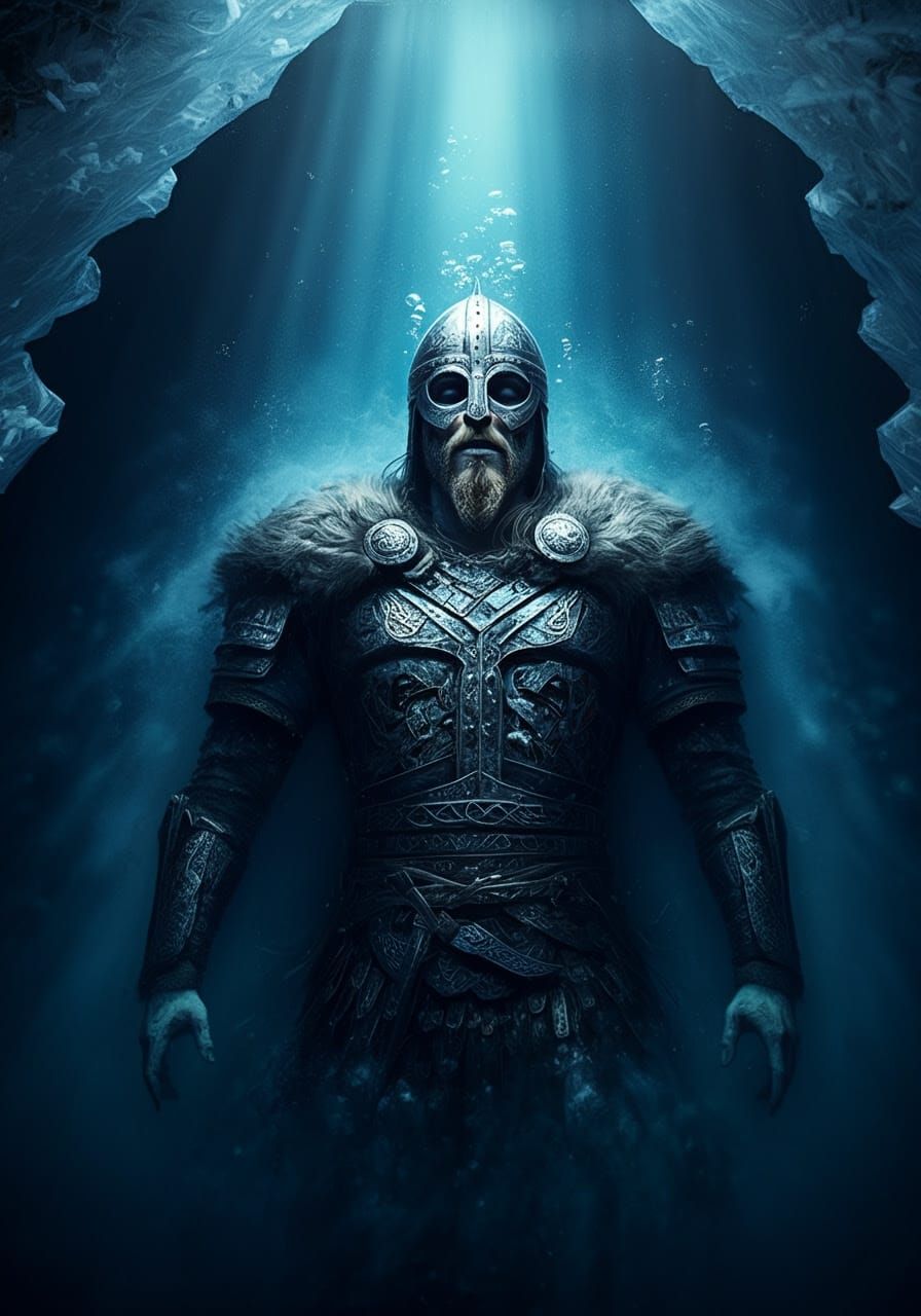 Ancient Norse Warrior Frozen in Crystal Ice