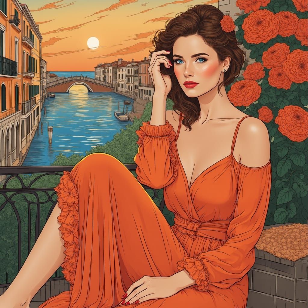 Venice Beauty in Stylized Oil Painting