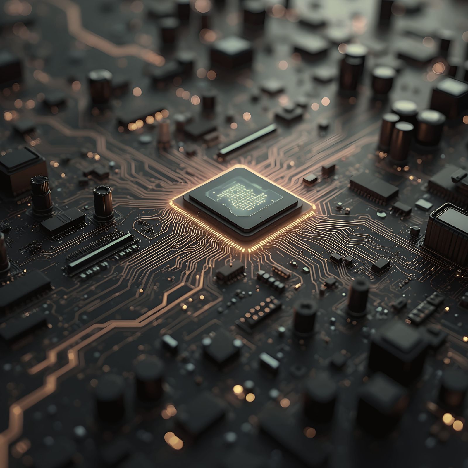 Glowing Neon Circuitry in Futuristic Design