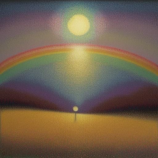 Gigantic Rainbow in Metallic Pointillism Style