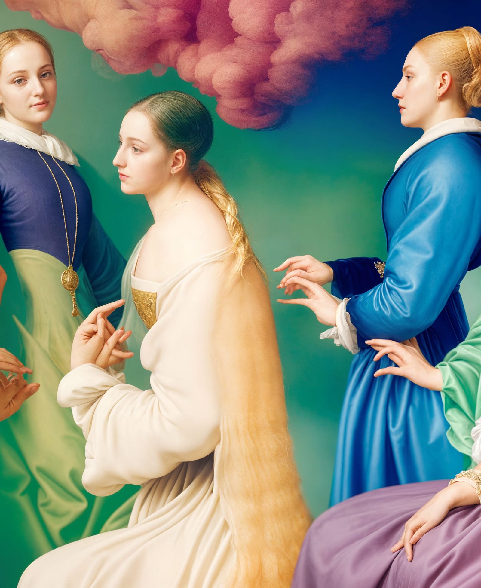 Renaissance Women at Coffee, Opulent and Detailed
