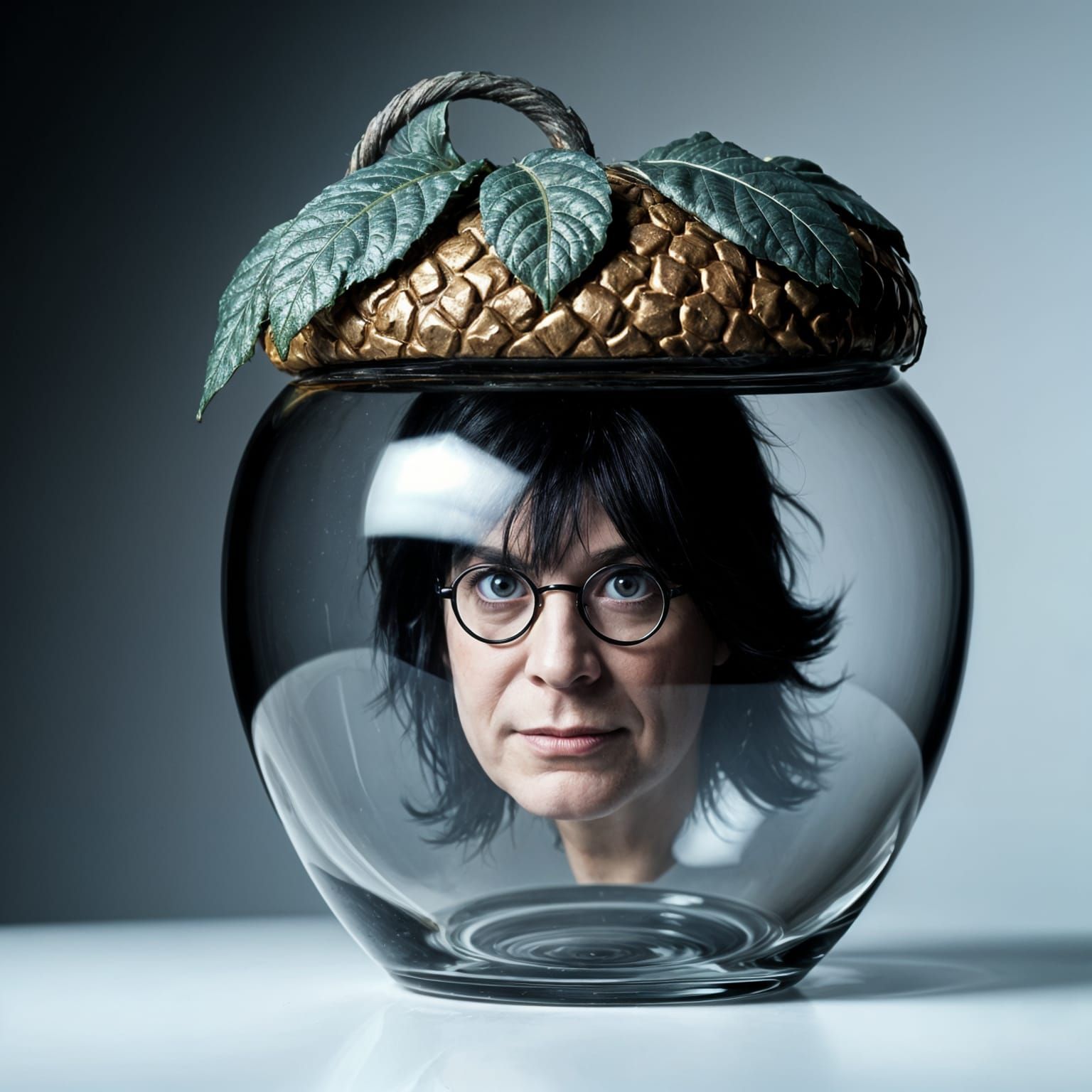 Shimmering Glass Acorn Reveals Ozzy's Mysterious Face