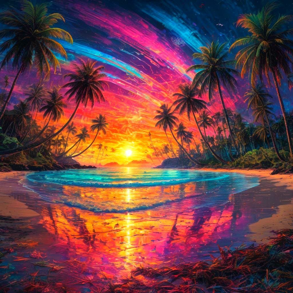 Pacific island sunset