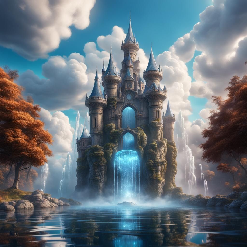 Crystal Water Fountain Castle in the Clouds