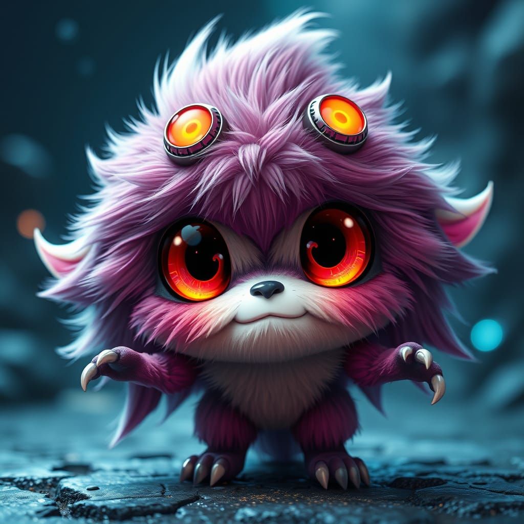 Charming Cyberpunk Chibi Monster