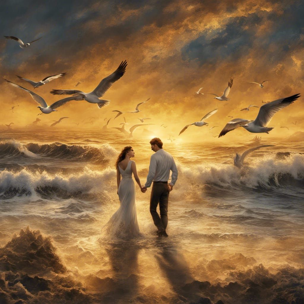 Couple Dancing at Sunset with Lighthouse Beam