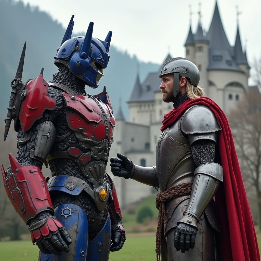 Optimus Prime Meets King Arthur at Bavarian Gothic Castle