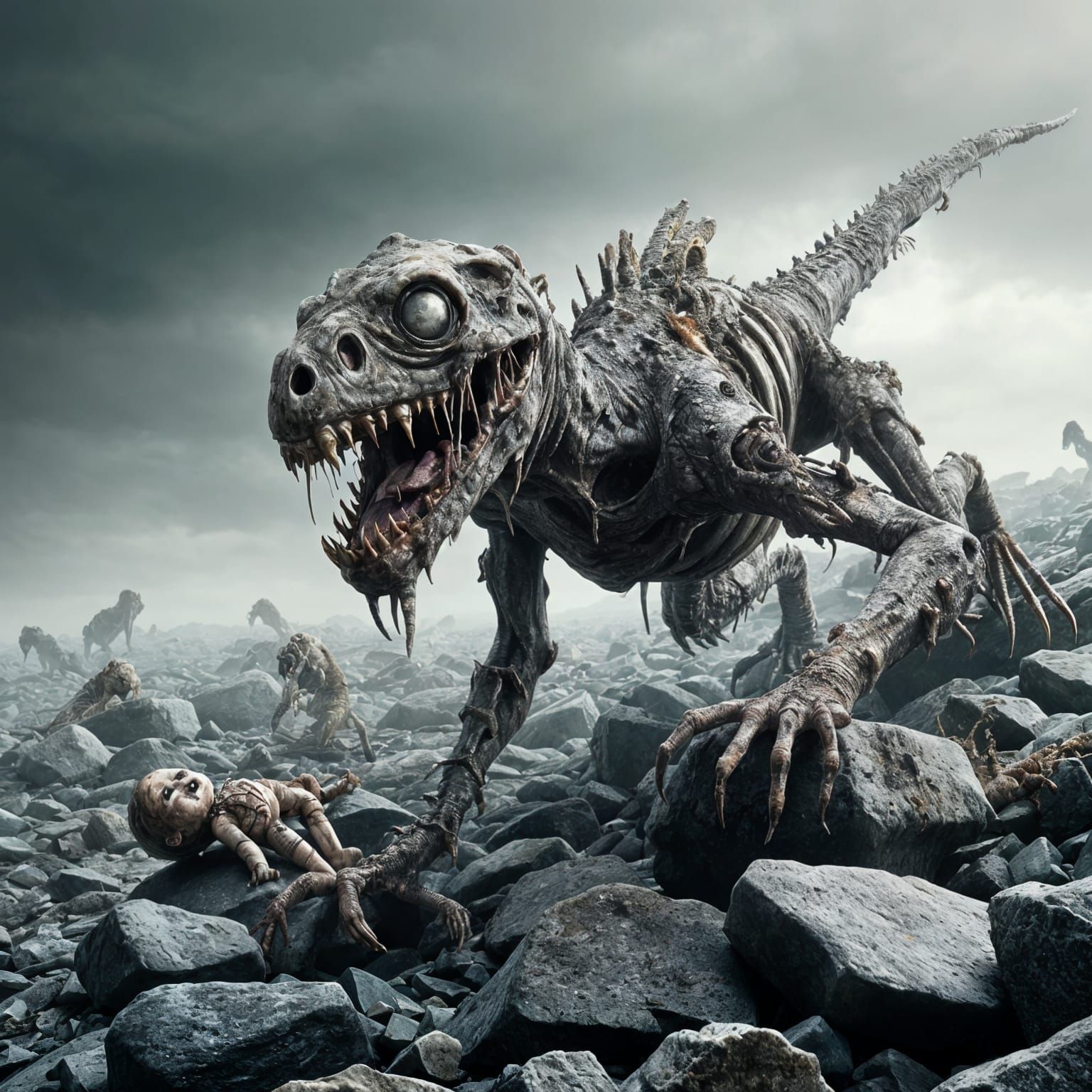 Undead Zombie Lizard Dominates Bleak Landscape