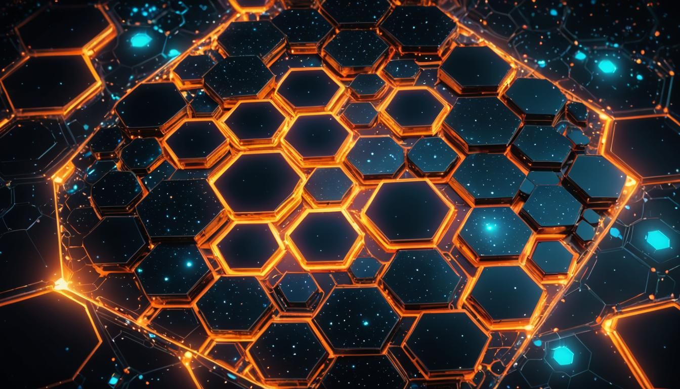 Glowing Hexagon Constellation in Double Exposure