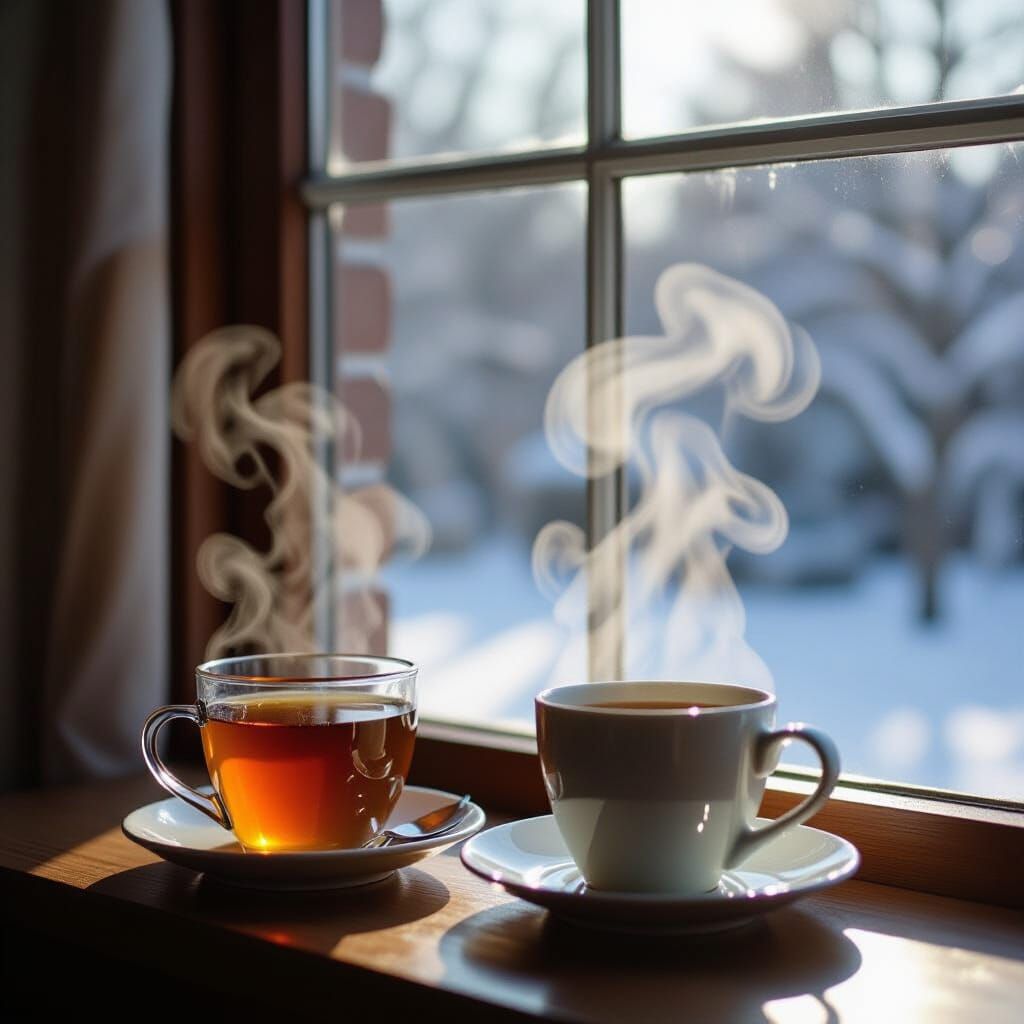 Steamy Window and Hot Tea Cup