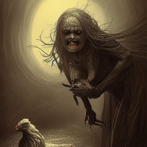Terrifying Baba Yaga with Chicken Legs