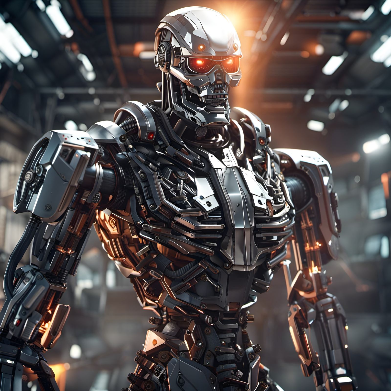 Futuristic Robot with Laser Sword and Atomic Parts