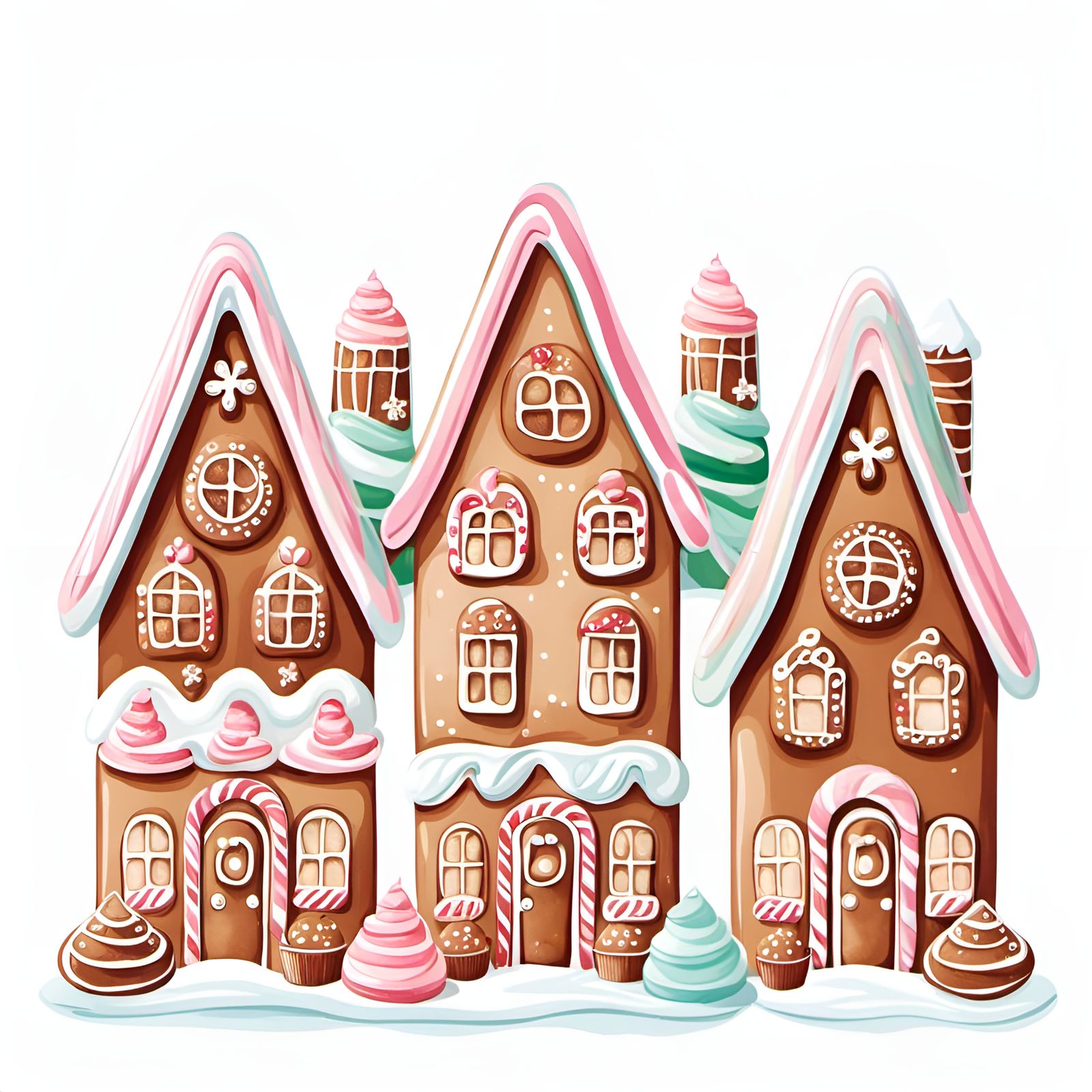 Pastel Candy Gingerbread Latte Houses