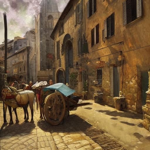 Medieval Naples Market Street in Realistic Fantasy Style