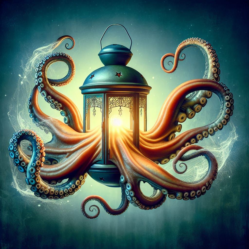 Surreal Lantern Octopus in a Fantastical Fusion