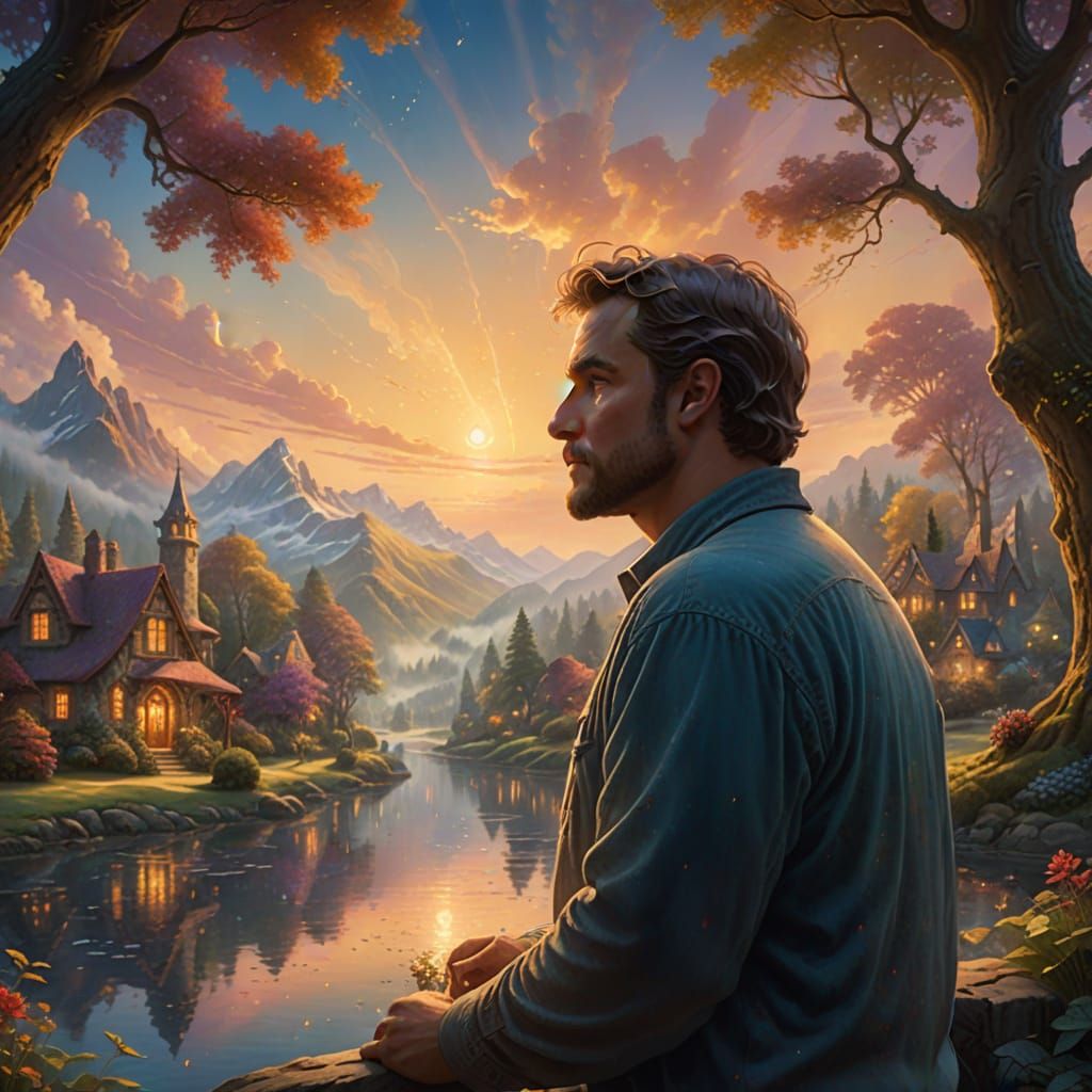 Ethereal Man Reflecting in Luminist Style