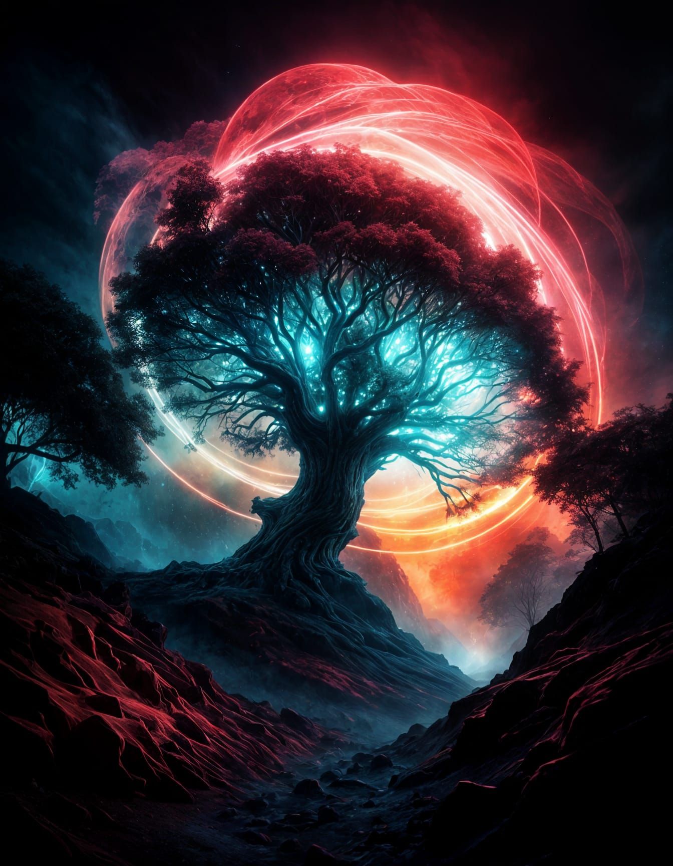 Magical Lava Tree Solargraph with Glowing Mist