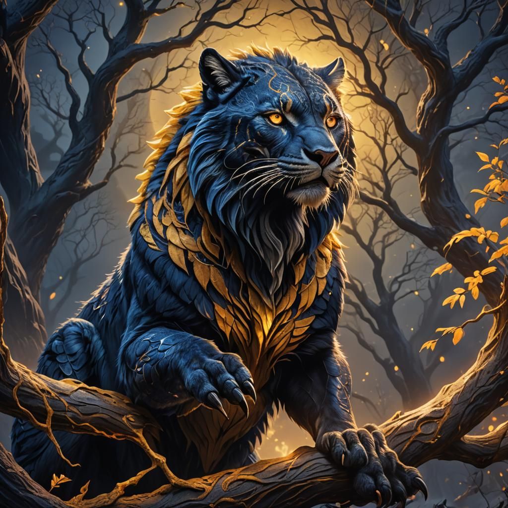 Mystical Predator with Iridescent Fur in Dark Fantasy Style