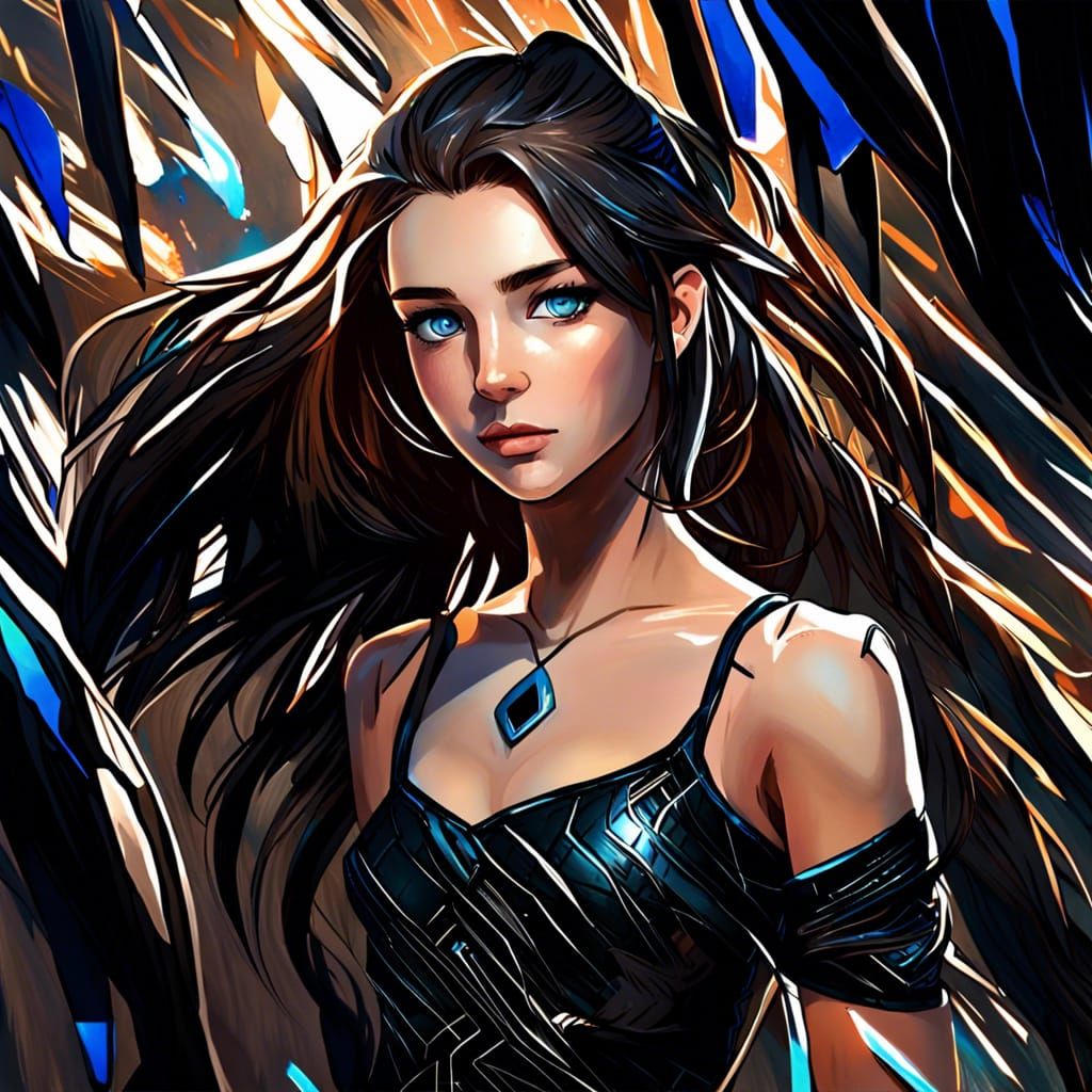 Portrait of a Girl with Heterochromia, Hyperdetailed Digital...