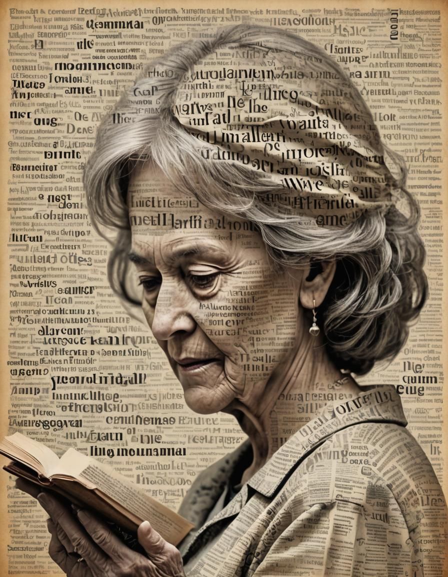 Text-Formed Grandmother Emerges from Word Page