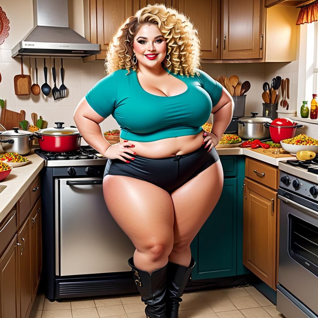 Curvy Woman Cooking a Mexican Feast