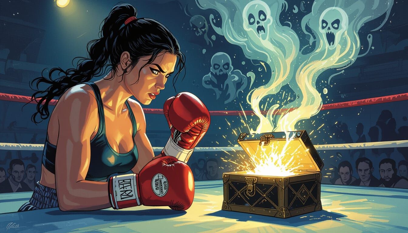 Pandora as a Fierce Boxer in Mythological Ring