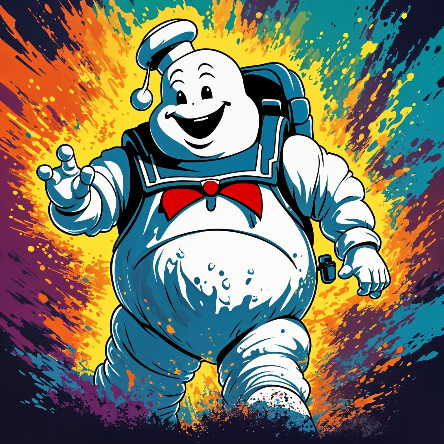 Stay-Puft Ghostbusters Logo in Ink Blotch Style