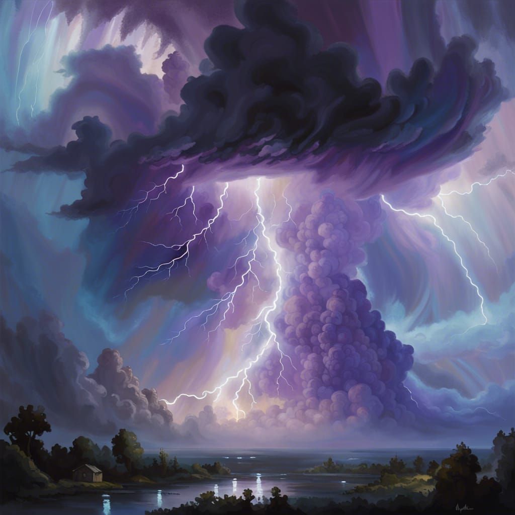 Dramatic Lightning Storm in Ethereal Fantasy Style