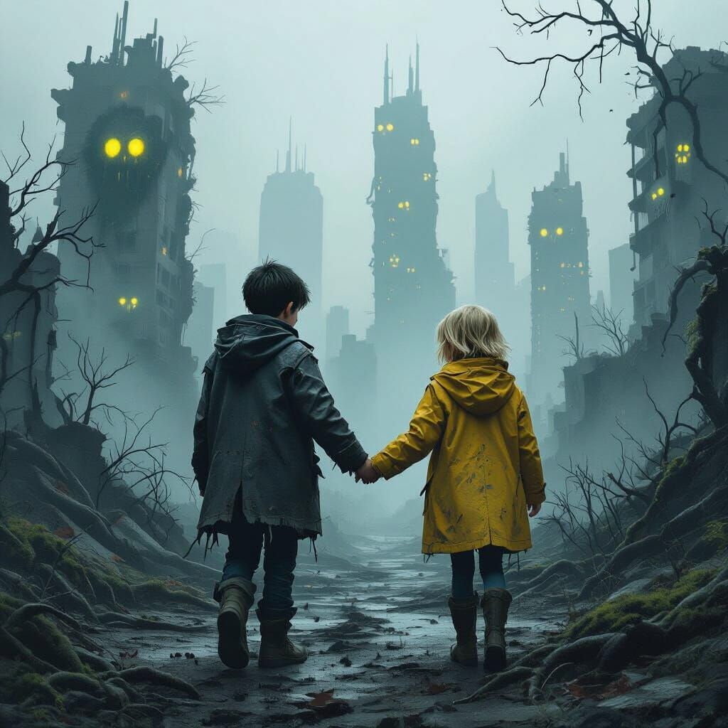 Children Explore Post-Apocalyptic Forest City