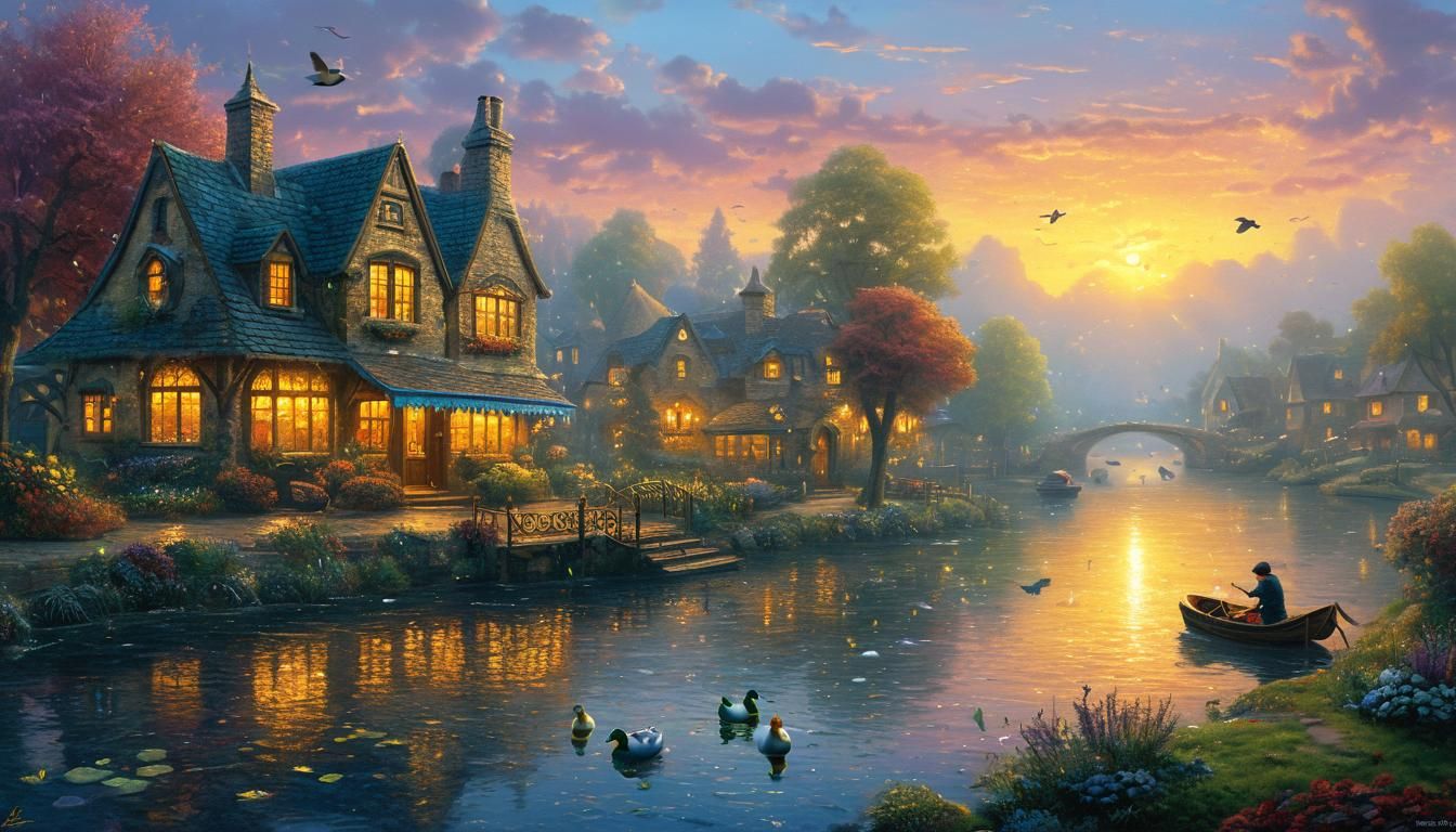 Ethereal Fantasy Duck in Golden Hour Mist