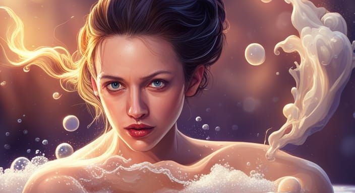 Fascinating Hyperrealistic Bubble Bath in Splash Art